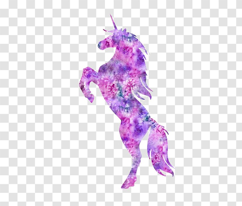 Ariel T-shirt Unicorn Watercolor Painting - Pink - Purple Transparent PNG