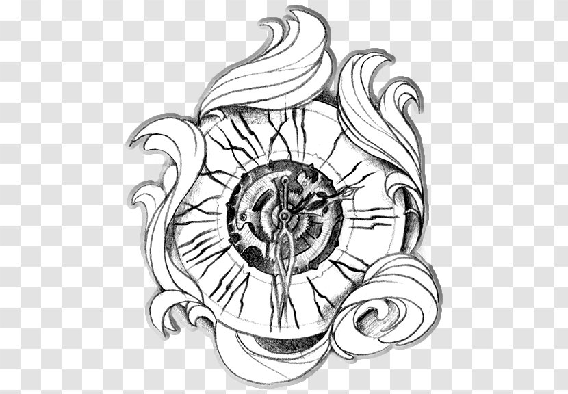 Tattoo Pocket Watch Clock Drawing - Plant - Samurai Geisha Transparent PNG