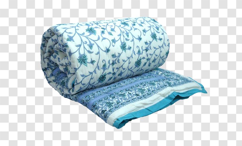 Quilt Pillow Cushion Razai Shibori - Blue Transparent PNG
