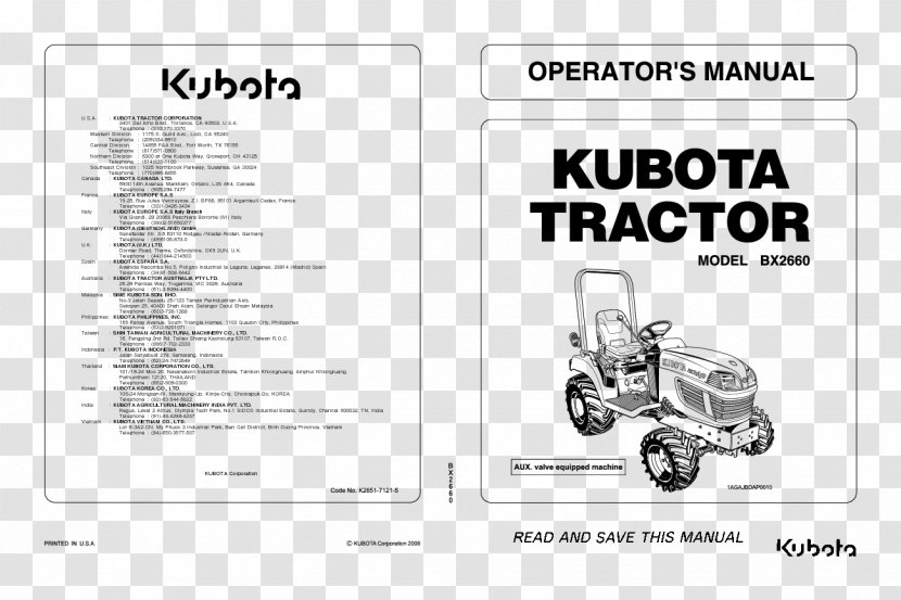 Kubota Corporation John Deere Tractor Heavy Machinery Backhoe Loader - Black And White Transparent PNG