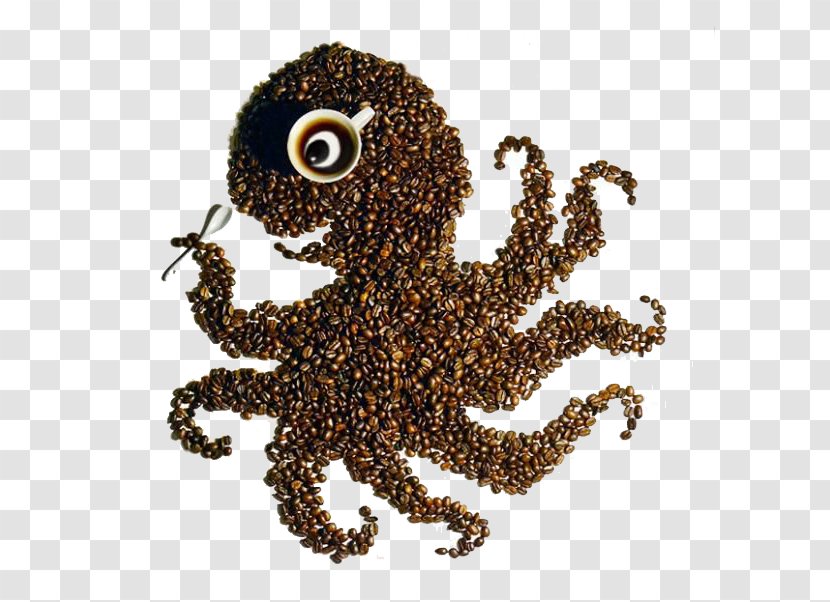 Coffee Bean Latte Cafe Kopi Luwak - Heart - Take A Spoon Octopus Transparent PNG