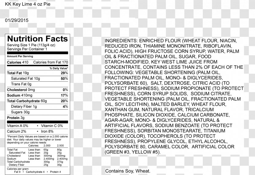 Nutrition Facts Label Breadstick Calorie Pizza - Panna Cotta Transparent PNG