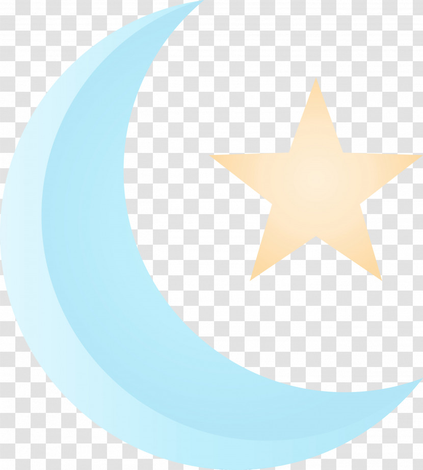 Aqua Turquoise Crescent Circle Star Transparent PNG