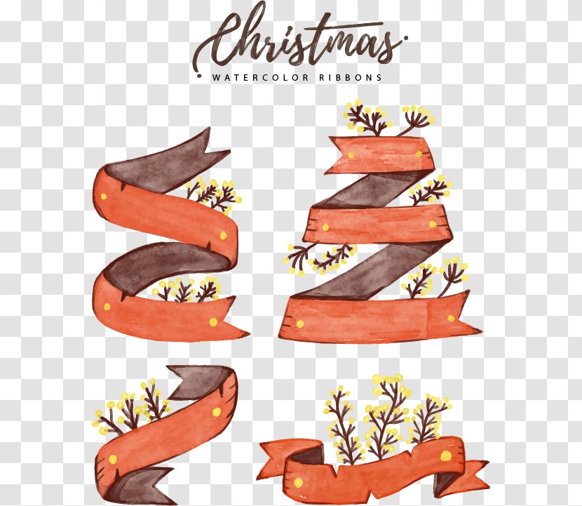 Ribbon Christmas - Footwear - Painted Red Holiday Transparent PNG