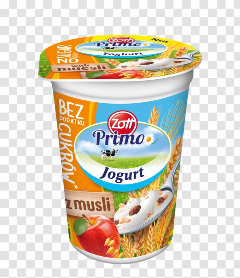 Yoghurt Muesli Milk Vegetarian Cuisine Zott - Dairy Products Transparent PNG
