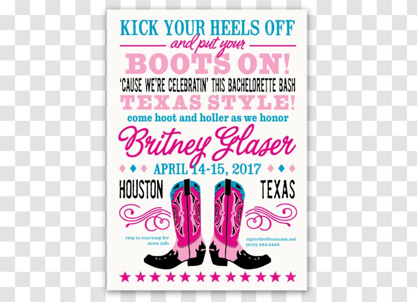 Cowboy Boot Baby Shower Party - Text Transparent PNG