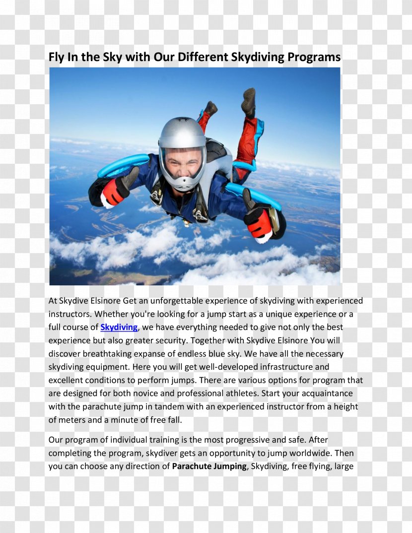 Parachuting Tandem Skydiving Extreme Sport Wingsuit Flying Parachute - Adventure Transparent PNG