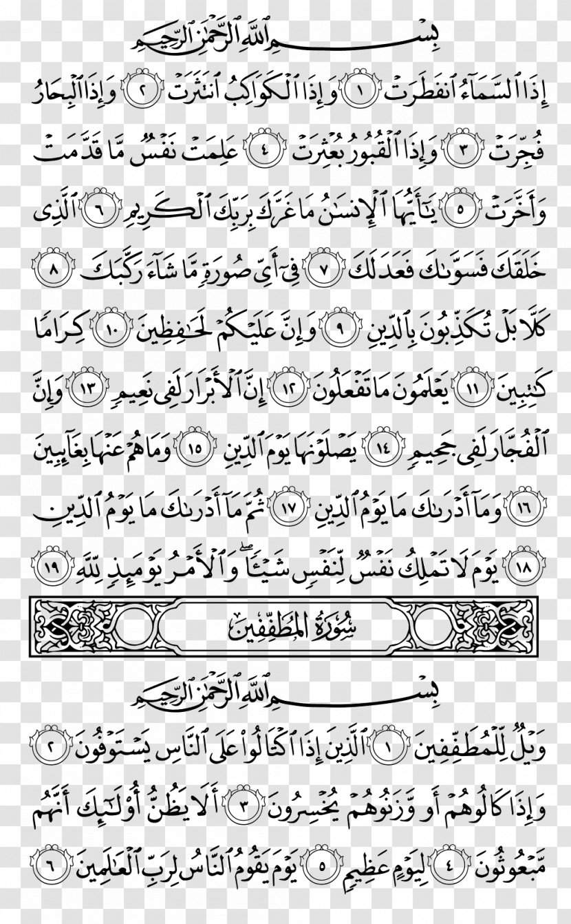 Qur'an Surah Al-Mutaffifin Al-Infitar Juz 30 - Drawing Transparent PNG