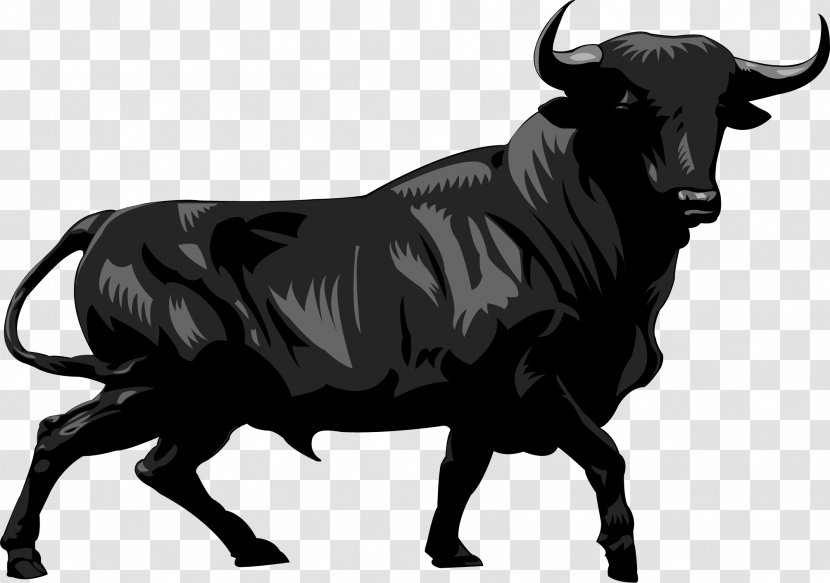 Charging Bull Wall Street Illustration - Cattle Like Mammal - Vector Painted Great Black Transparent PNG