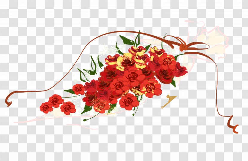 Garden Roses Flower Floral Design - Creative Hand-painted Red Bouquet Transparent PNG