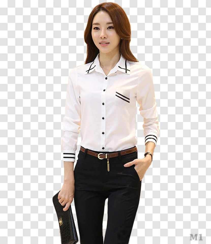 Dress Shirt Blouse Collar Sleeve Button Transparent PNG