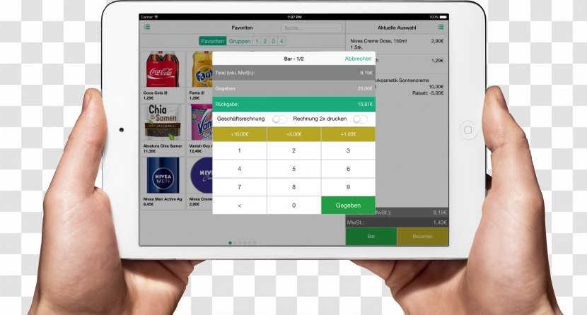 IPad Mini Smartphone Blagajna Cash Register Kassensystem - Display Advertising - Tablet Smart Screen Transparent PNG