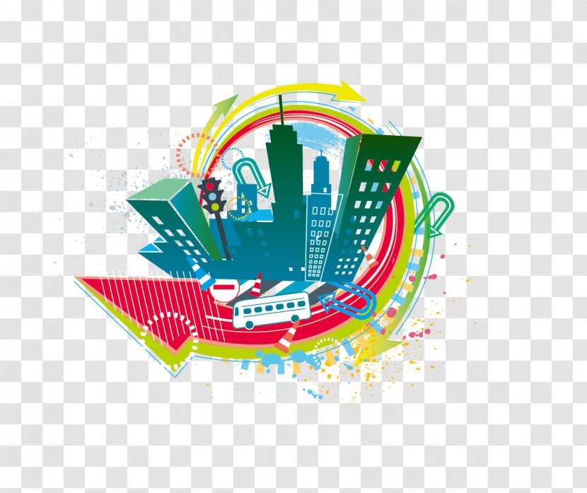 Clip Art - Text - Colorful City Transparent PNG