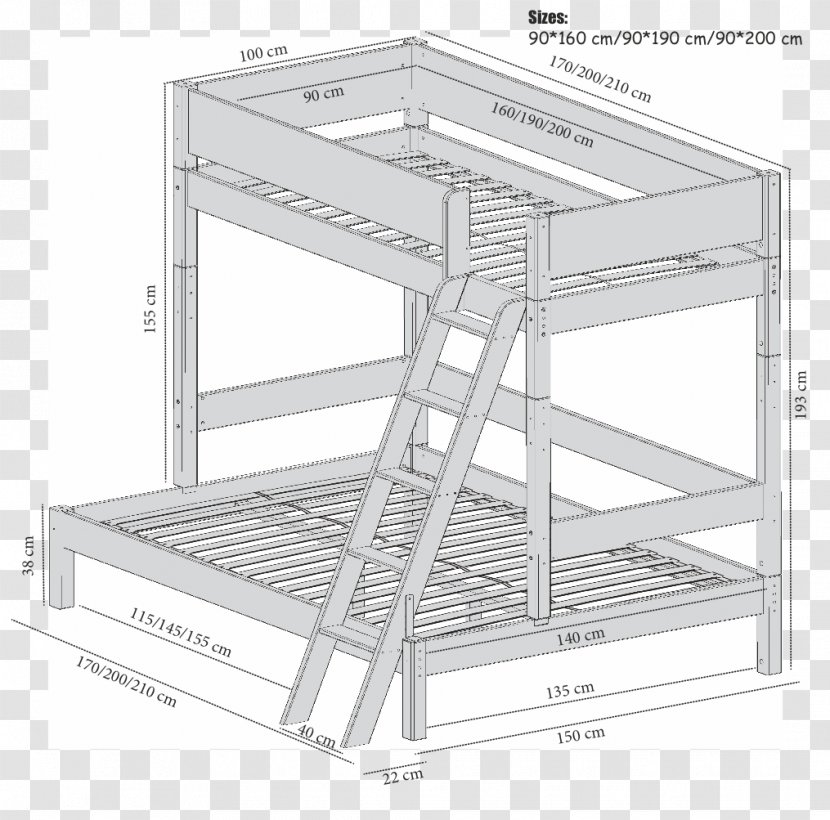 Bunk Bed Furniture Centimeter - Manis Transparent PNG