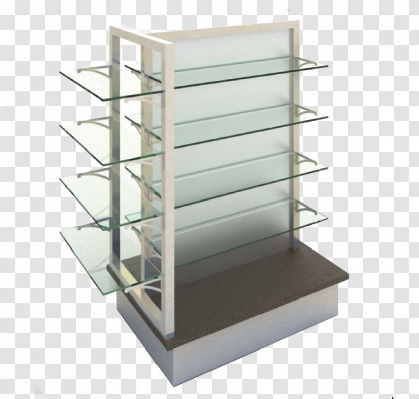 Glass Gondola Display Case Poly Shelf Transparent PNG