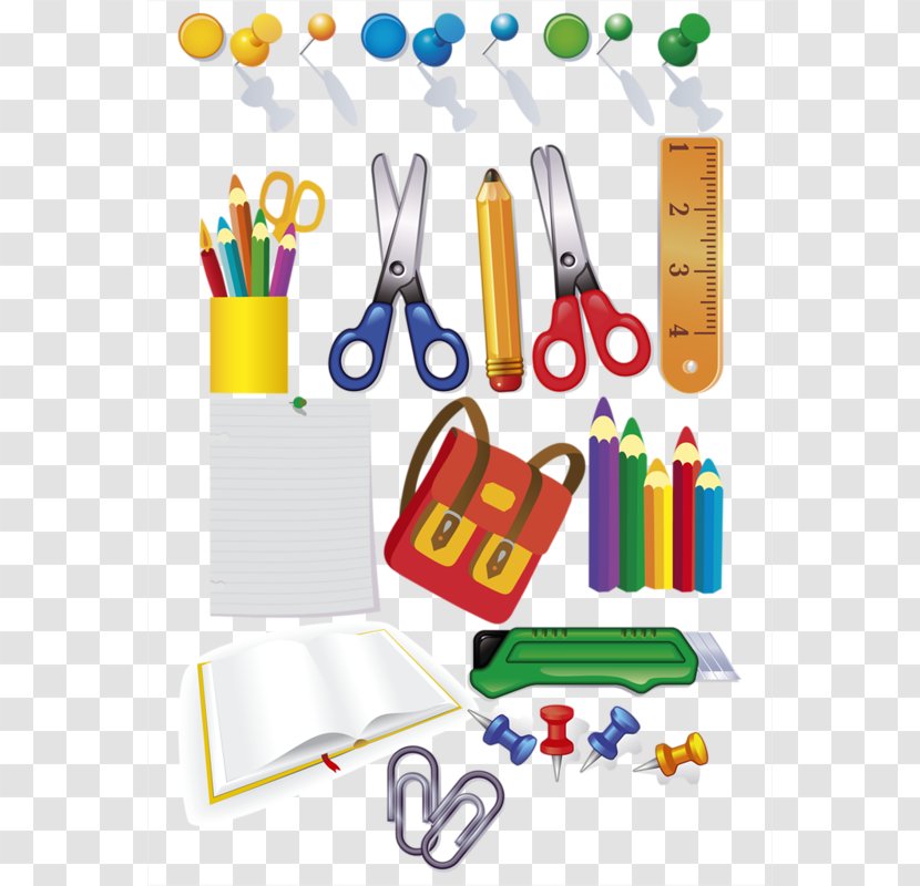 Stationery Pencil Scissors - Cartoon Painted Ruler School Supplies Transparent PNG