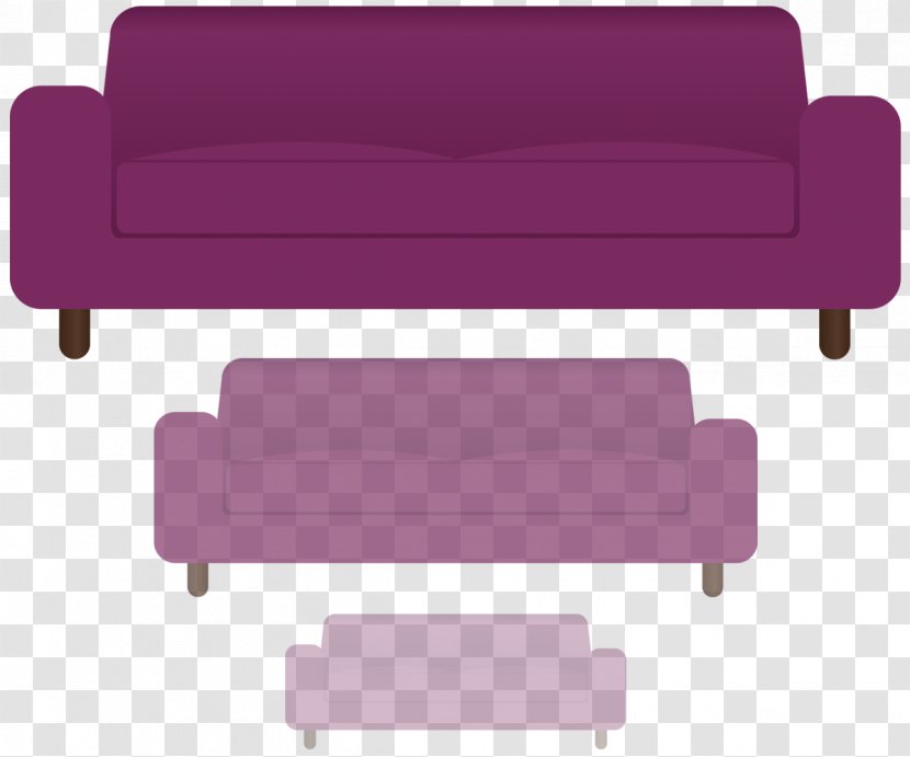 Sofa Bed Rectangle - Purple - Angle Transparent PNG