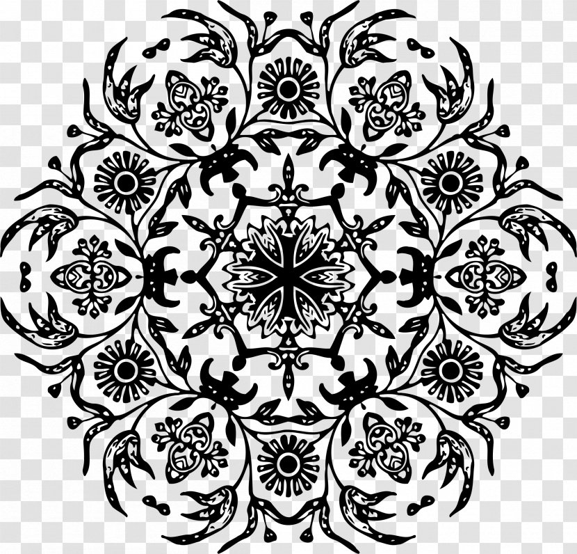 Floral Design Art Clip - Monochrome Transparent PNG