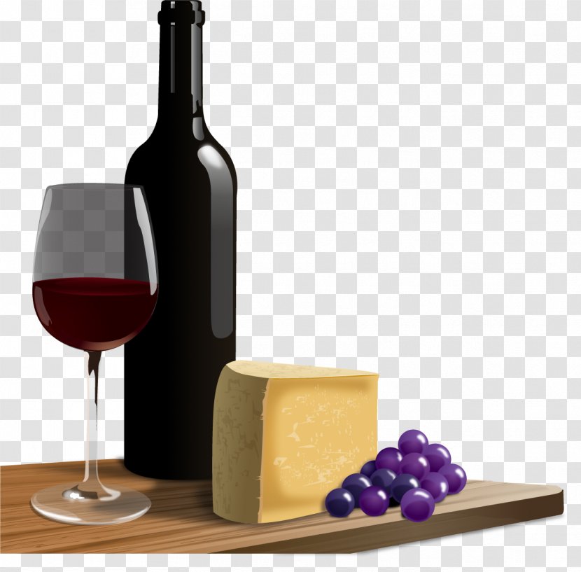 Red Wine Cheese Italian Clip Art - Bottle Transparent PNG