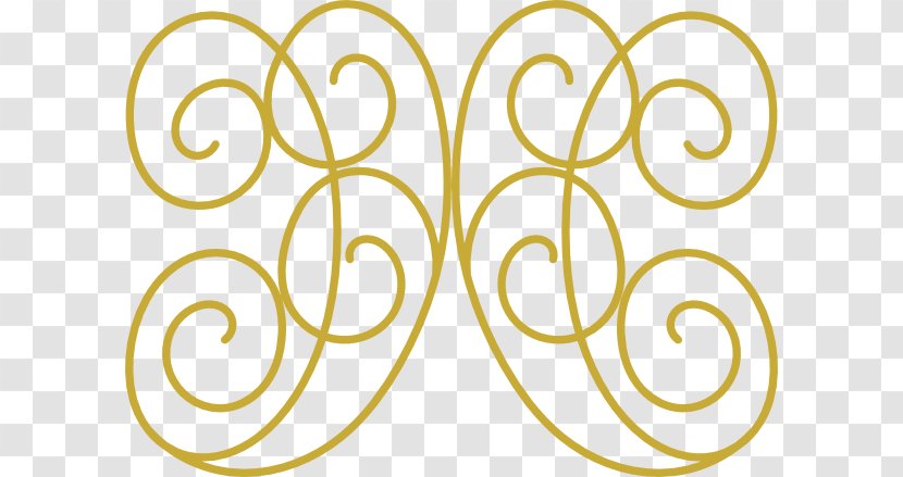 Gold Floral Design Clip Art - Yellow - Swirly Transparent PNG