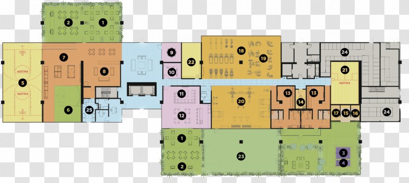 7160 Optima Kierland Floor Plan East Boulevard Interior Design Services - Area - Skydeck Rooftop Transparent PNG