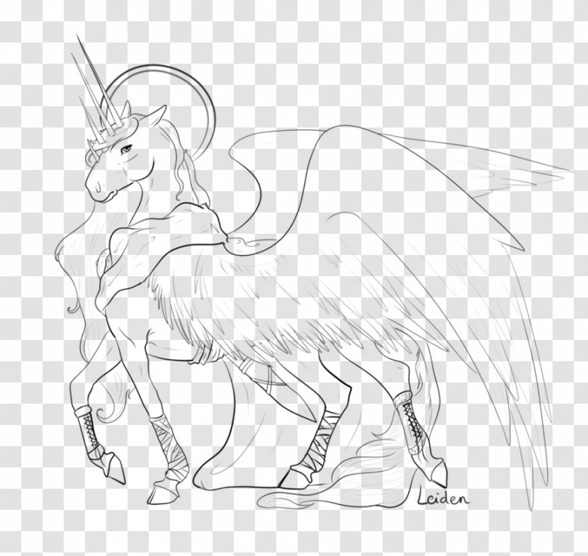 Line Art Drawing Winged Unicorn - Deviantart - Hand Drawn Transparent PNG