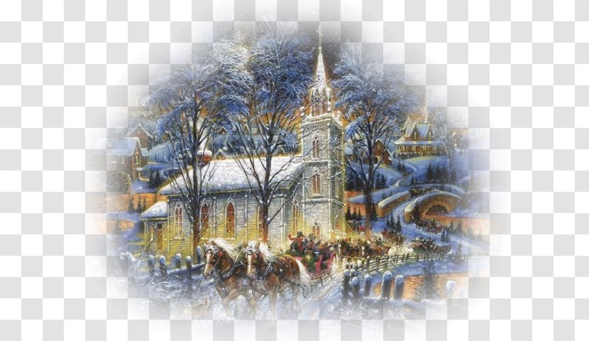Tapestry Christmas Desktop Wallpaper Holiday - Winter Scene Transparent PNG