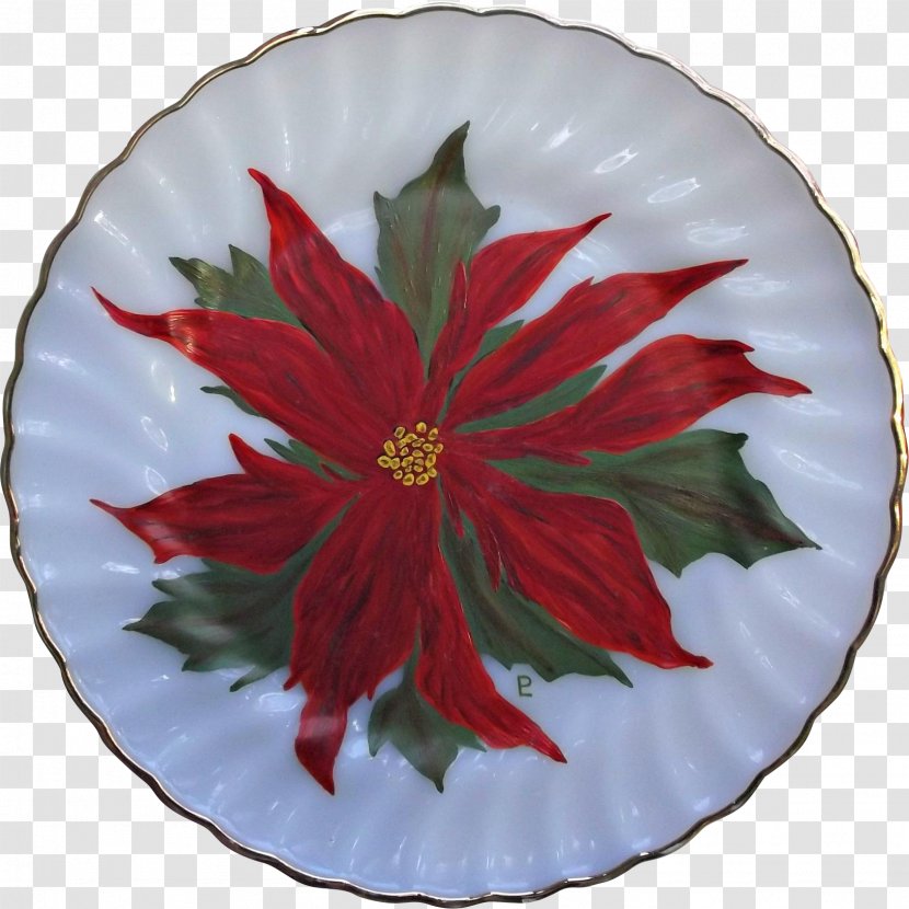 Poinsettia Flower Taxco Christmas Plant - Ceramic - Hand Painted Firefighters Transparent PNG