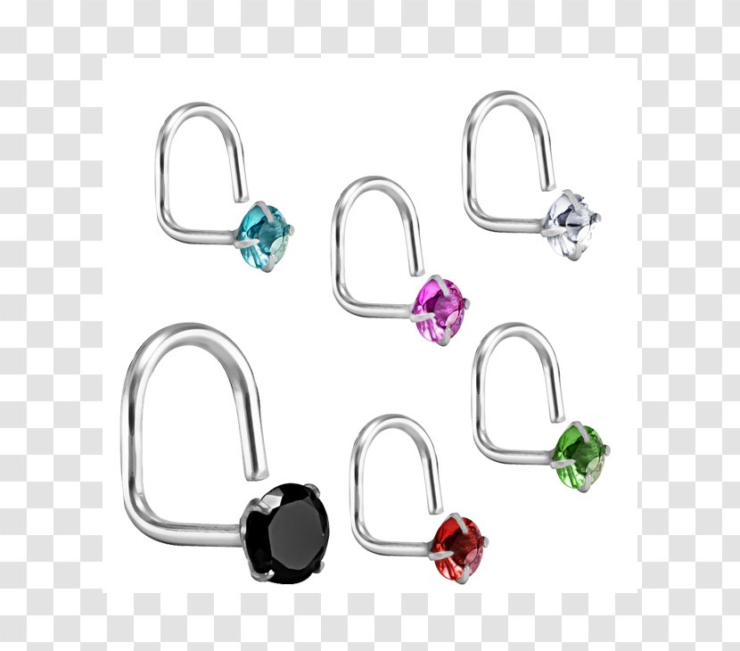 Earring Nose Piercing Prong Setting Gemstone Body Jewellery - Metal Transparent PNG