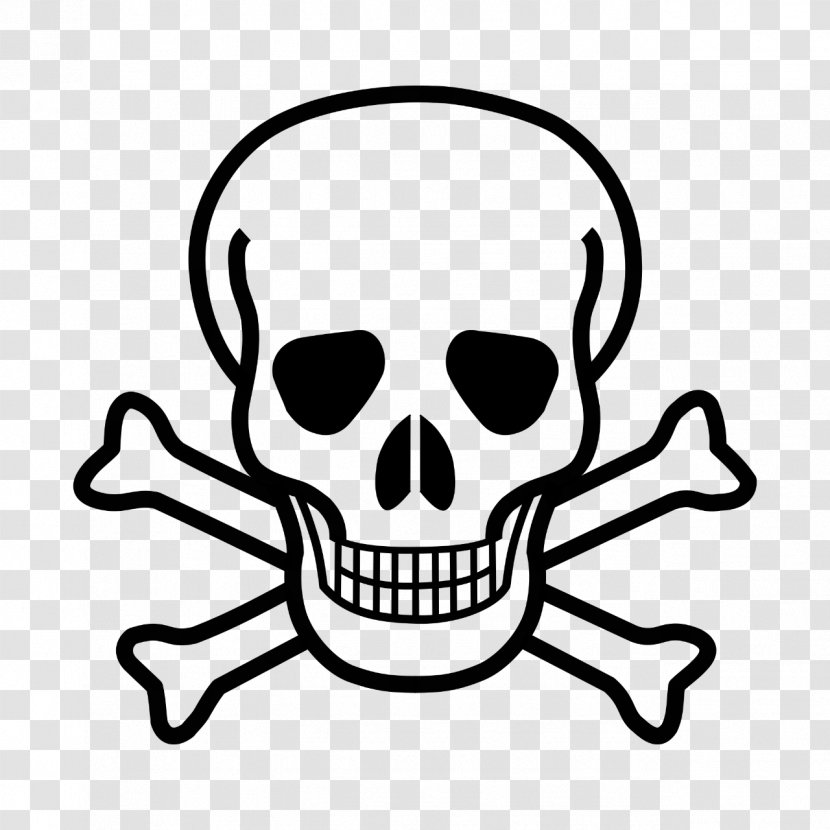 Skull And Crossbones Clip Art - Black White - Bones Transparent PNG