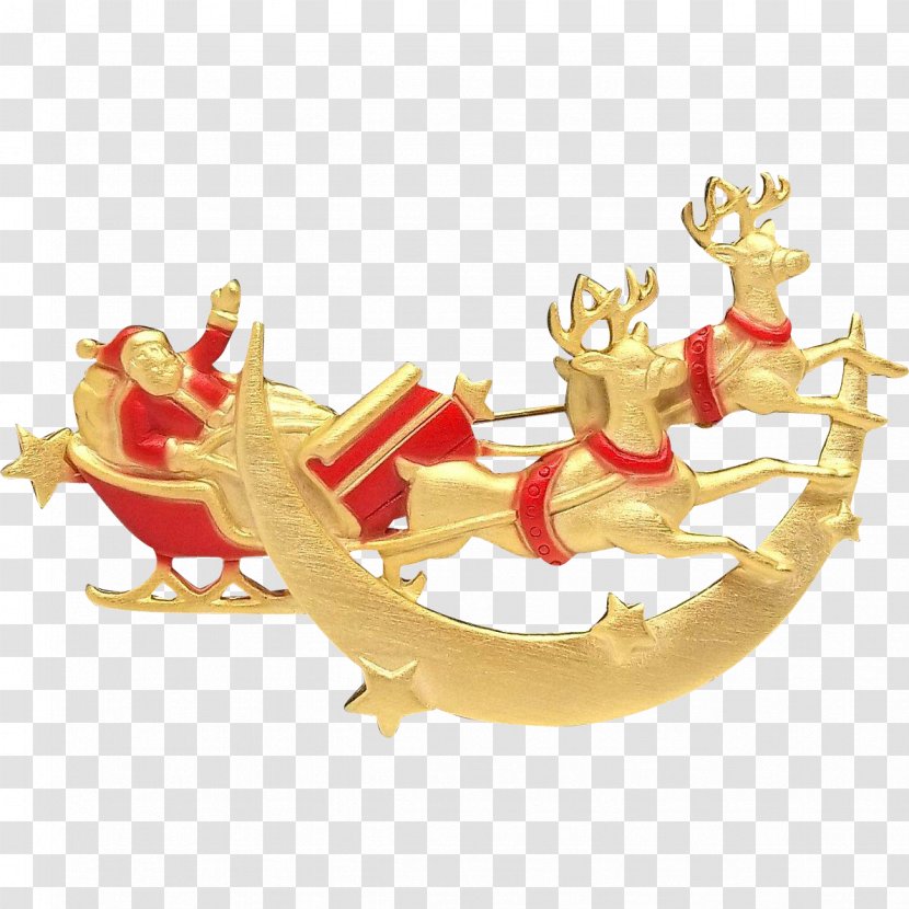Reindeer Gold Christmas Ornament - Deer - Santa Sleigh Transparent PNG