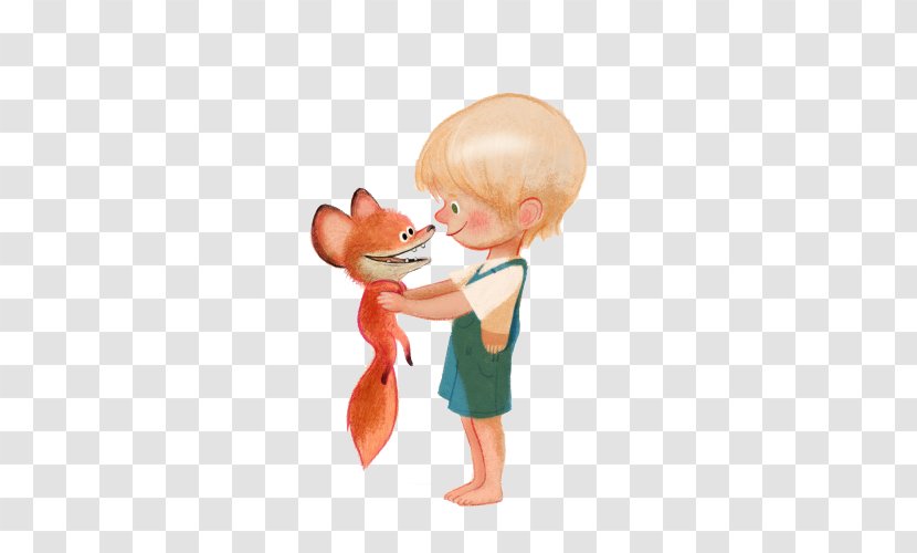 Animals Cartoon Drawing Model Sheet - Boy And Fox Transparent PNG
