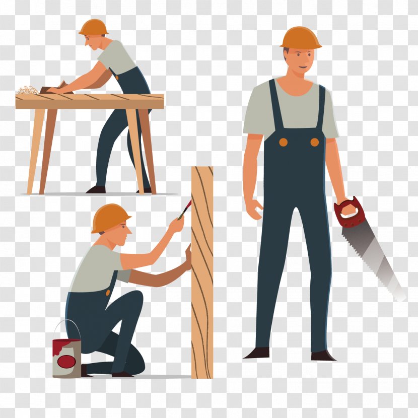 Woodworking Carpenter Vector Graphics Image Design - Standing - Construction Worker Site Transparent PNG