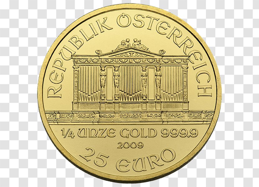 Bullion Coin Austrian Silver Vienna Philharmonic Gold Mint - Platinum Transparent PNG