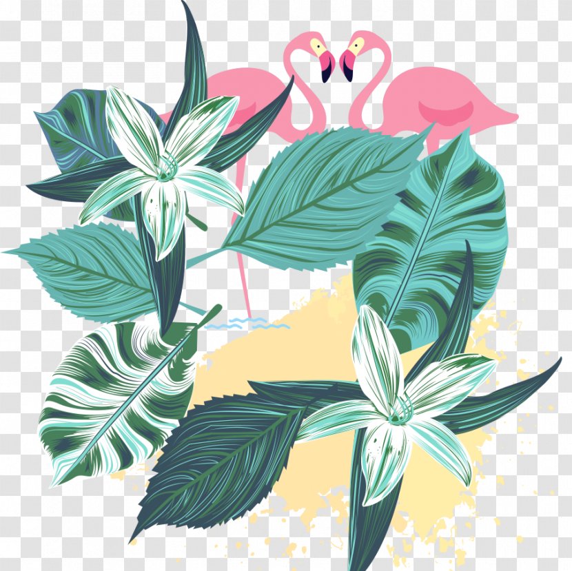 Clip Art - Leaf - Flamingos Transparent PNG