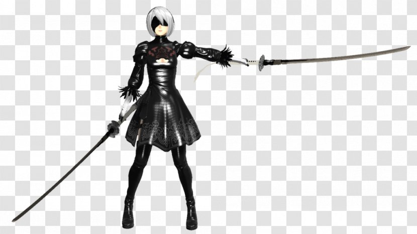 Nier: Automata Weapon Katana Sword Samurai - Silhouette - Black And White Wolf Transparent PNG