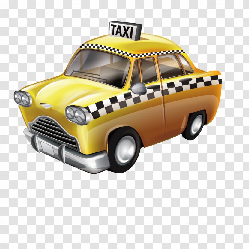 Taxi Airport Bus Yellow Cab Hackney Carriage Clip Art - Compact Car - Vector Transparent PNG