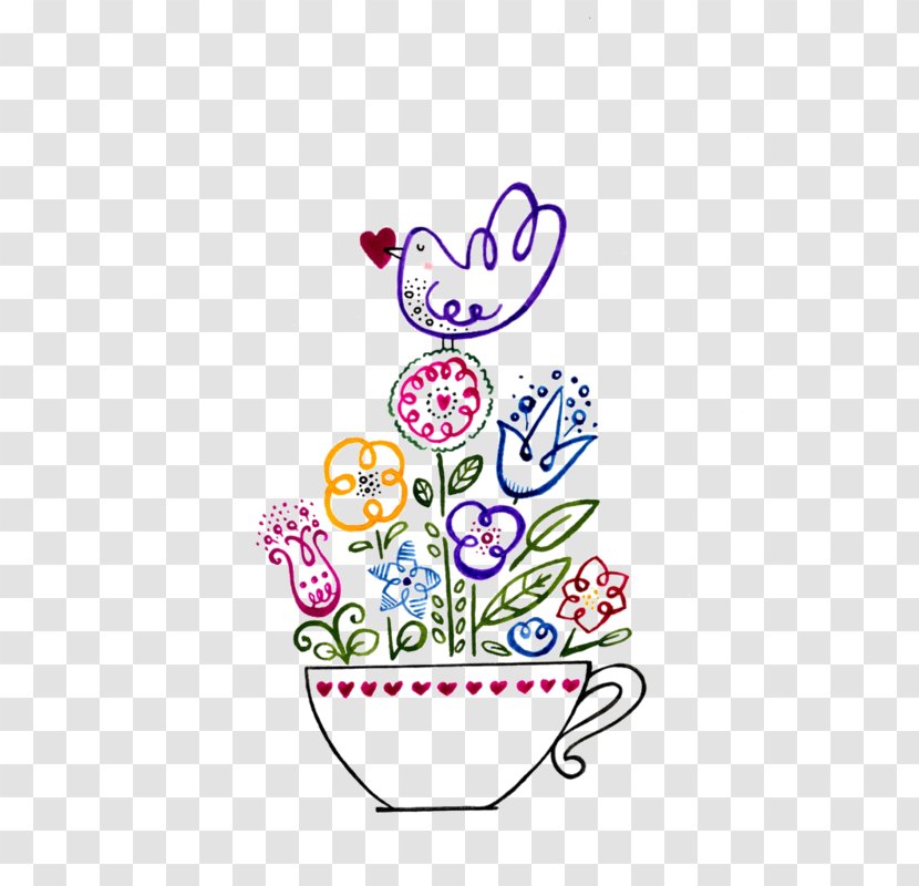 Cup Drawing Illustration - The Flowers In Cups Transparent PNG