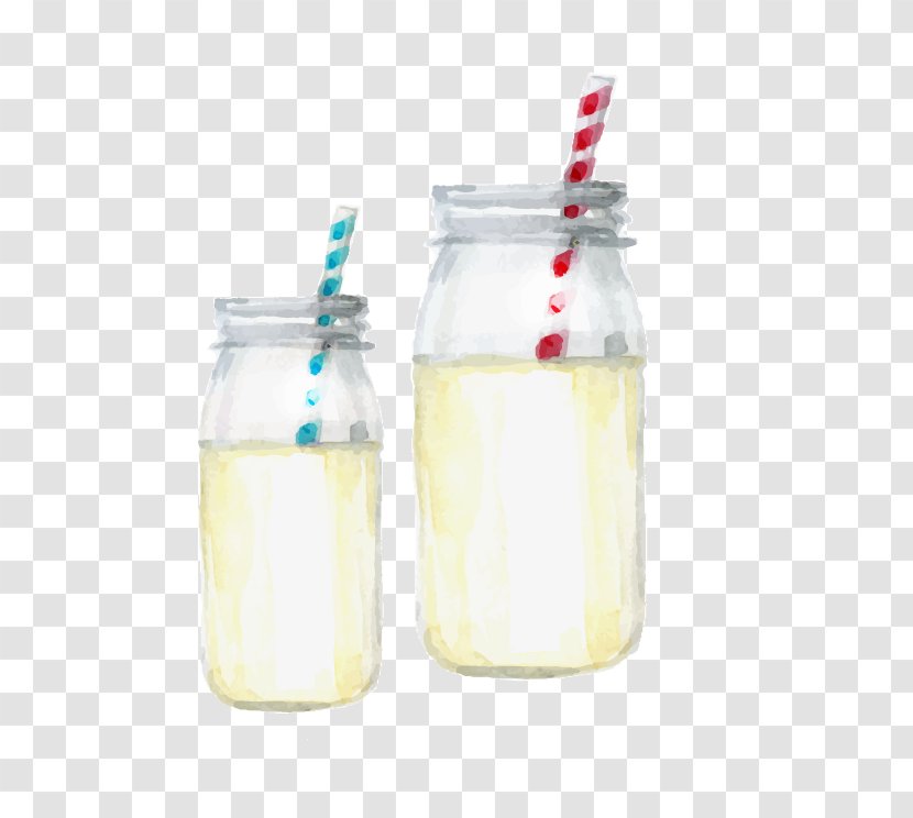 Lemonade Drink Milk Mason Jar - Gouache Painted Transparent PNG