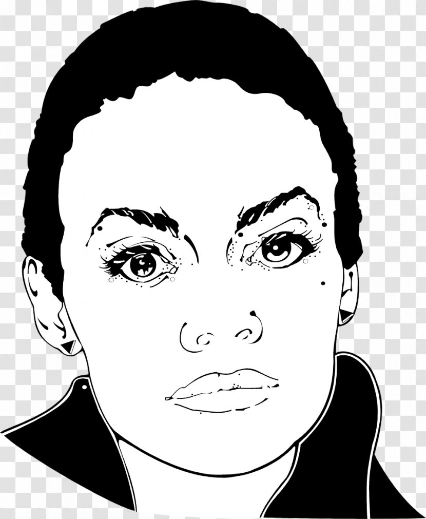 Black And White Face Female Woman - Cartoon Transparent PNG