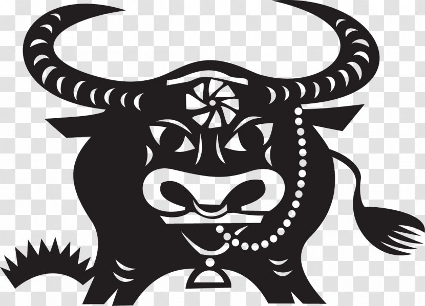 Chinese Zodiac Ox Papercutting Vector Graphics Image - Symbol - Fourteen Transparent PNG