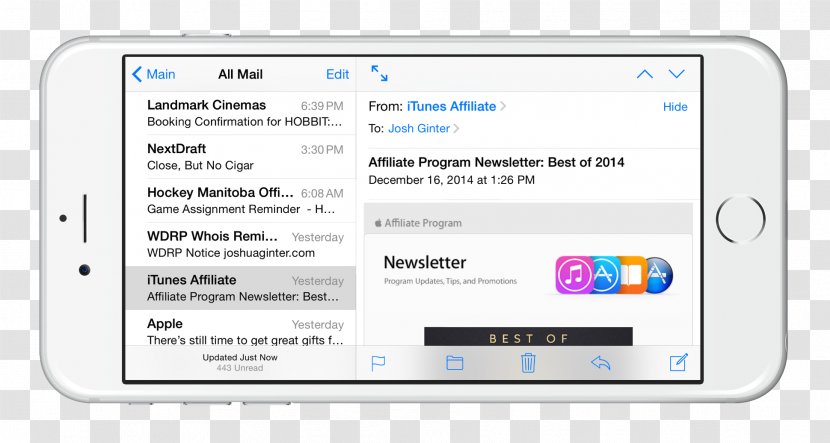 IPhone 6 Plus Email App Store - Brand - Horizontal Screen Transparent PNG