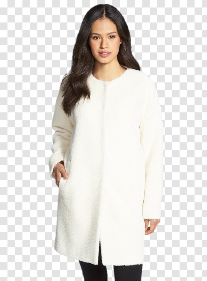 Alpaca Overcoat Wool Jacket - White - Fiber Transparent PNG