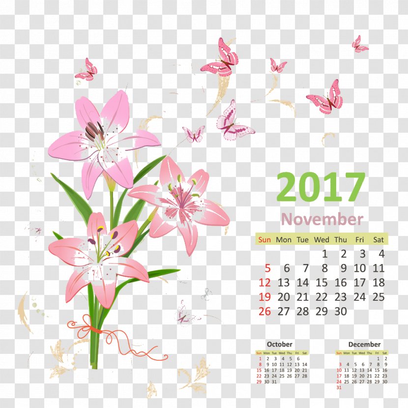 Flower Lilium Cartoon Illustration - Rgb Color Model - Pattern Book Calendar Transparent PNG