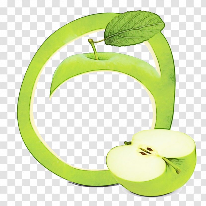 Green Apple Leaf Fruit Plant - Wet Ink - Malus Food Transparent PNG