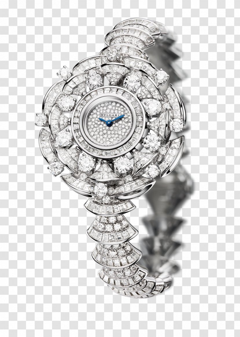 Earring Bulgari Watch Jewellery Diamond - Watches Silver Jewelry Decorated Female Table Transparent PNG