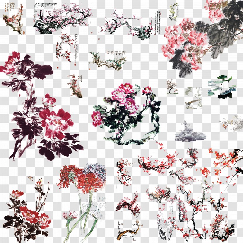 Ink Brush Chinese Painting Wash - Bamboo - Flower Collection Transparent PNG