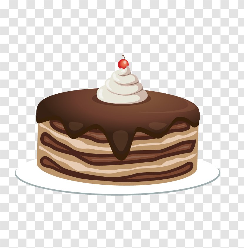 Vector Chocolate Cake - Whipped Cream Transparent PNG