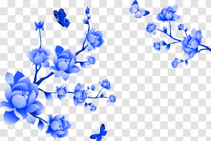 Blue And White Pottery Clip Art - Chinoiserie - Peony Pattern Transparent PNG