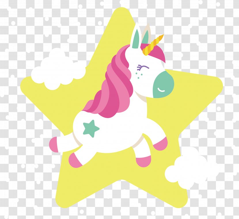 Unicorn White Euclidean Vector - Fictional Character - Yellow Star Transparent PNG